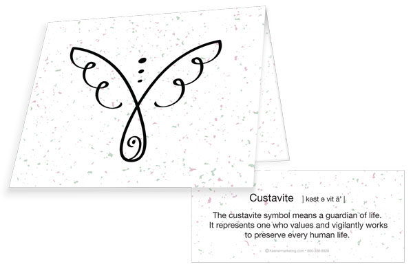 Note card picture with Custavite symbol